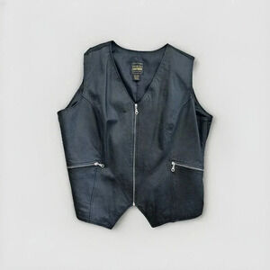 Venezia‎ Leather Vest Plus 18 20 Black Biker Moto Western